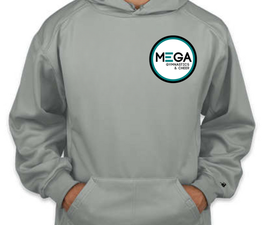 MEGA White Pocket Logo -  Grey Performance Hoodie