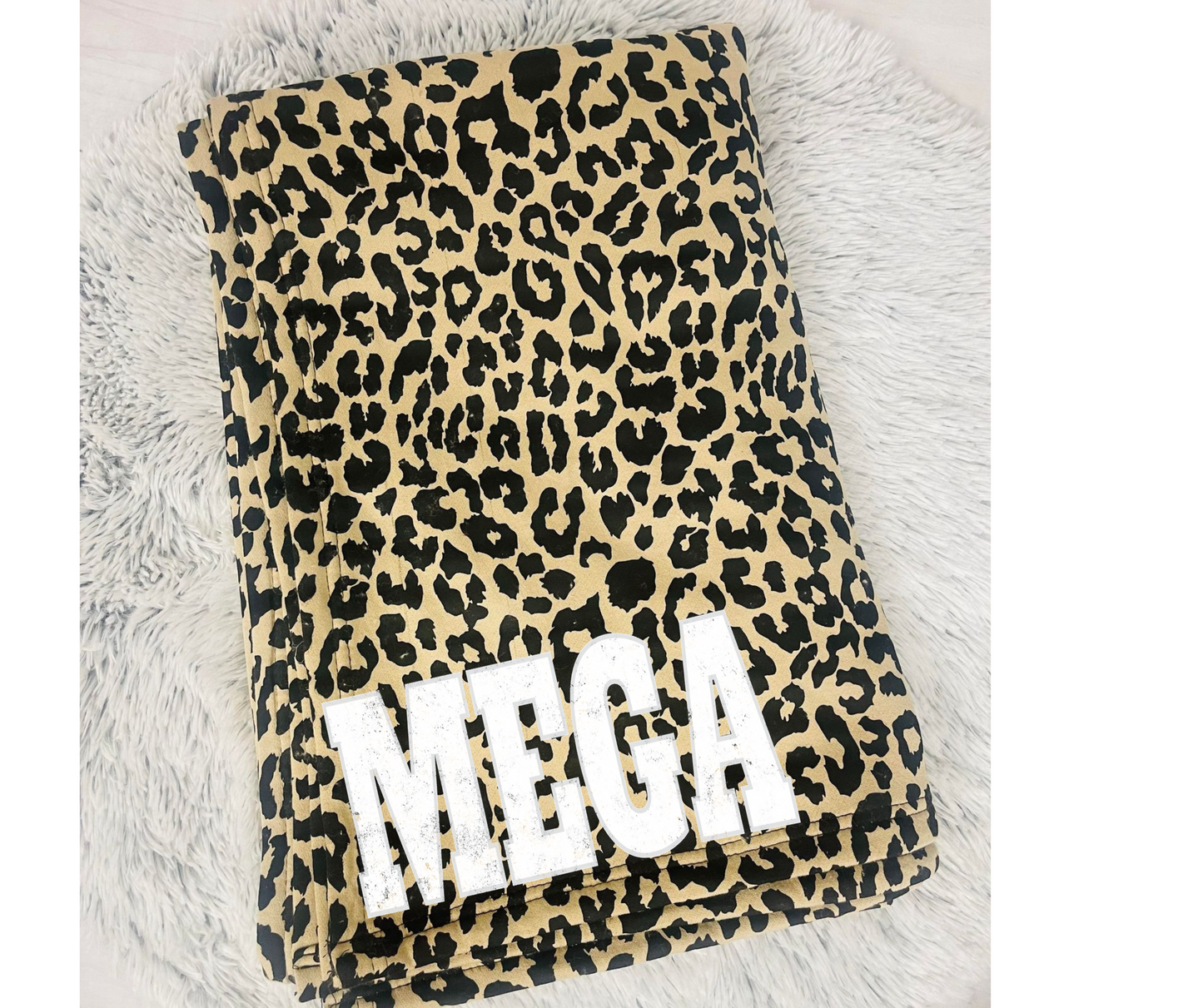 White MEGA Distressed Varsity Print Leopard Blanket