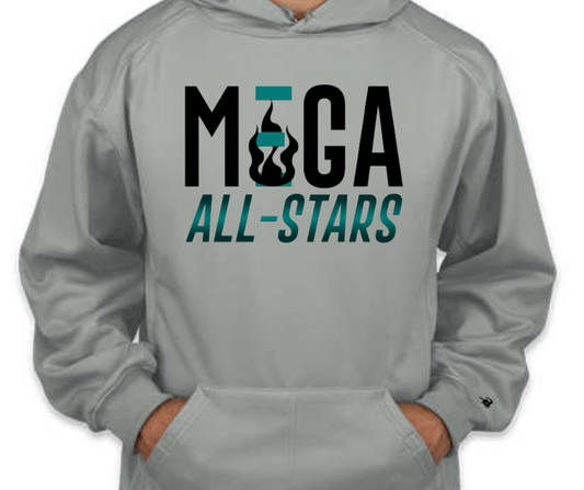 MEGA All-Stars Full Chest Logo Grey Performance Hoodie