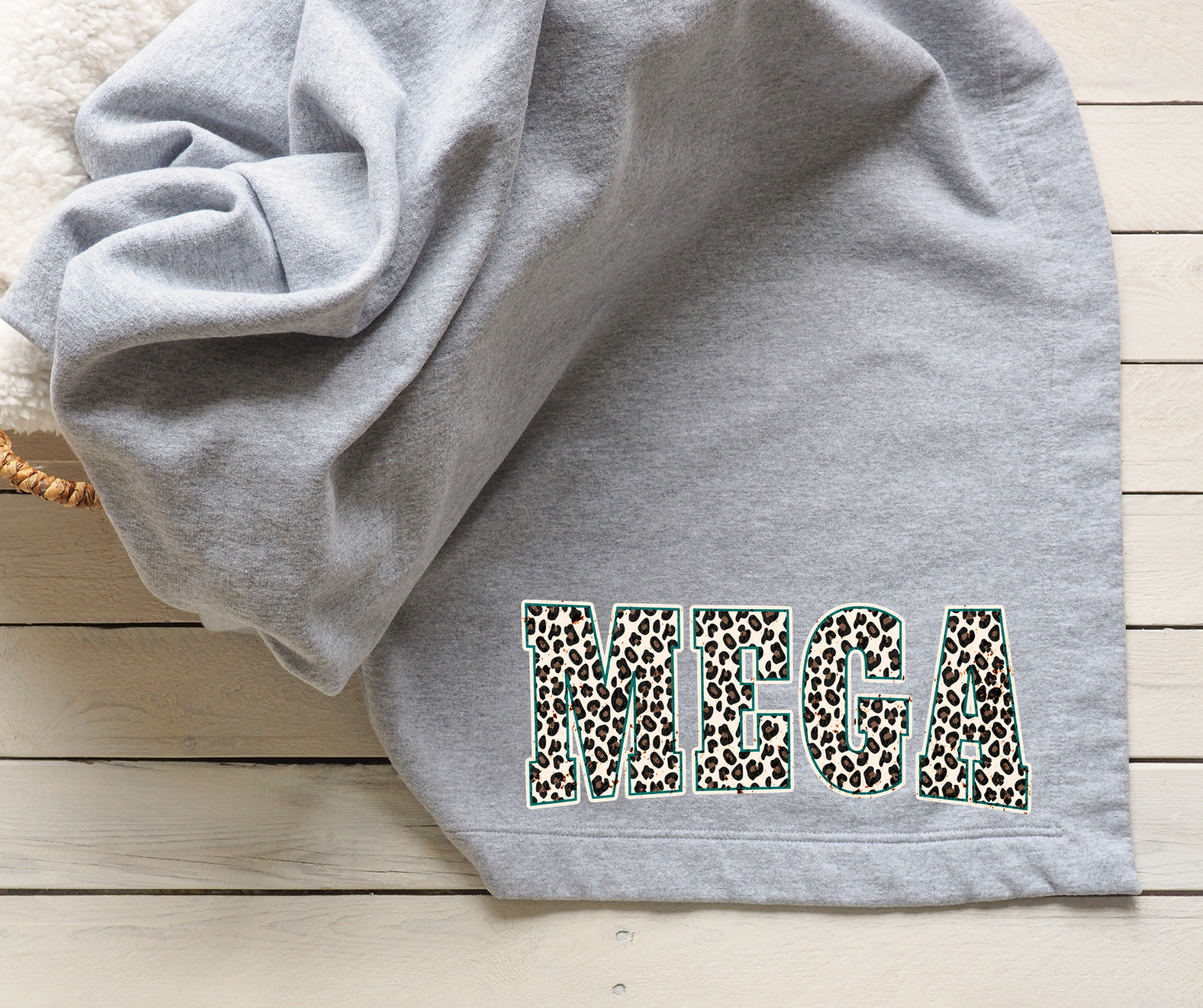 Leopard MEGA Block Letters Teal Outline Blankets