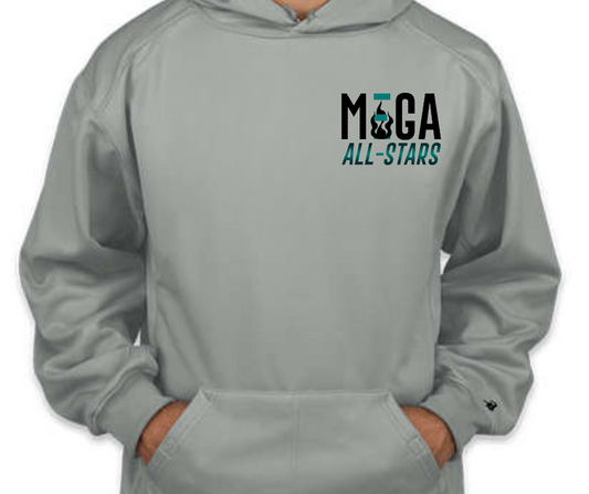 MEGA All-Stars Pocket Logo Grey Performance Hoodie