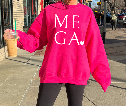 MEGA Heart Pink Crewneck Sweatshirt