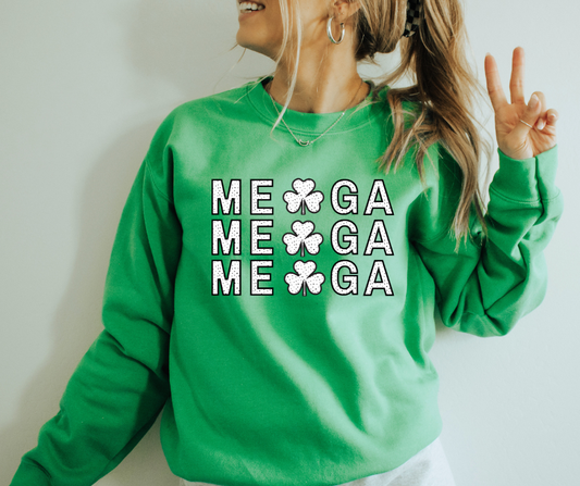 Dalmatian print MEGA Shamrock on Green Crewneck Sweatshirt